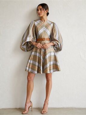 Roksanda Contemporary Stripe Midi Dress Beige Blue Orange Size S